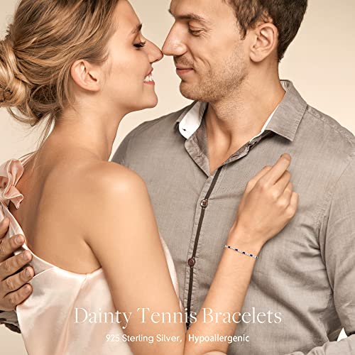 Cde 925 Sterling Silver Birthstone Tennis Bracelets For Women Dainty Simple Infinity Symbol Link Charm Bracelet Birthday Anniversary Valentine's Mother's Day Gifts For Mom Wife Mom Her Girl, Chain Length 6.7”+1.6” (Silver-09-September-Sapphire Royal Blue) #TOP4