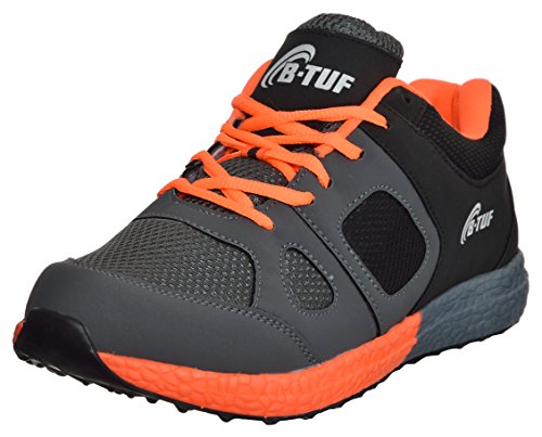 B-TUF Stamina Antiskid Mesh Marathon Running Casual Outdoor Sports Shoes Men’s/Women’s (Gray/Black/Orange)
