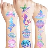 Mermaid Temporary Tattoos Stickers Under The Sea Themed Party Decorations Mermaid Themed Party Favors Supplies Accessories Under The Sea Themed Birthday Decorations Gift Idea For Kids Teen Boy Girl