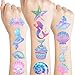 Mermaid Temporary Tattoos Stickers Under The Sea Themed Party Decorations Mermaid Themed Party Favors Supplies Accessories Under The Sea Themed Birthday Decorations Gift Idea For Kids Teen Boy Girl