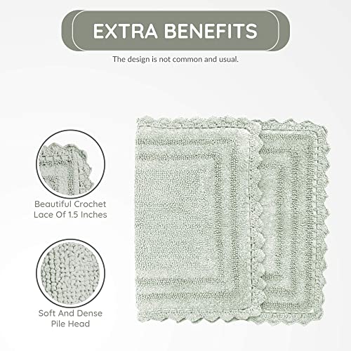 Rajrang Bringing Rajasthan To You Bath Rug For Bathroom Kitchen Spa With Crochet Cotton Absorbent Soft Reversible Woven Bath Mat Canary Green Rectangle 34X21 Inches #TOP1