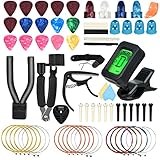 Kokila Kit para Guitarra Acustica, 66 Piezas Accesorios para Guitarra, Incluye Cuerdas de Guitarra Acustica, Afinador,...
