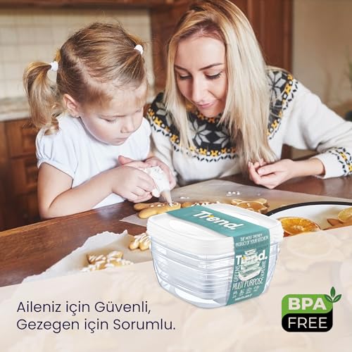 Hobby Life Trend 3'lü Kare Saklama Seti – Geniş Hacimli, İstiflenebilir Modern Mutfak Düzenleyici (Beyaz)