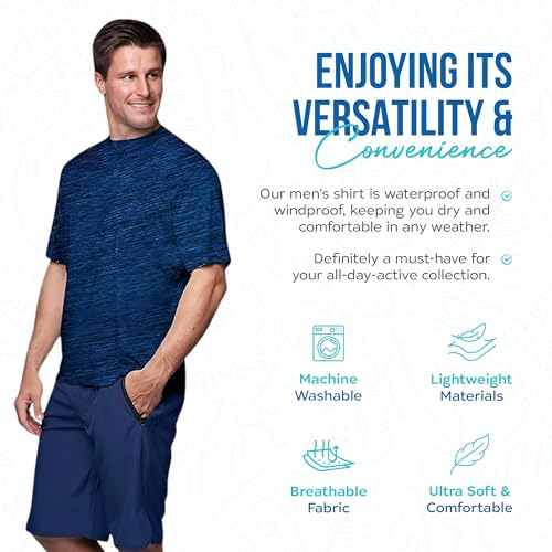 Banana Boat Men Rash Guard Short Sleeve tee Shirt for Men 100% Polyester | Waterproof | UPF 50+ | UV Protection | Quick-Dry | Space Navy Medium4