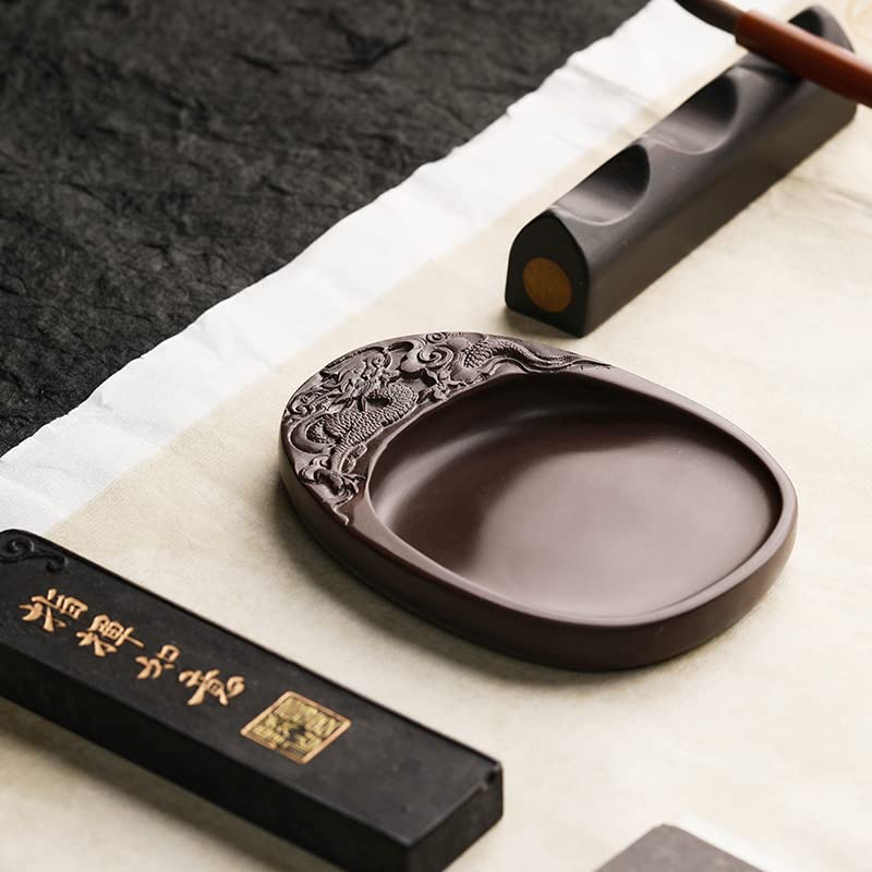 Amazon | 宋坑端渓硯 龍彫り 書道用 小型 約10.3cm×8cm 天然石 唐硯