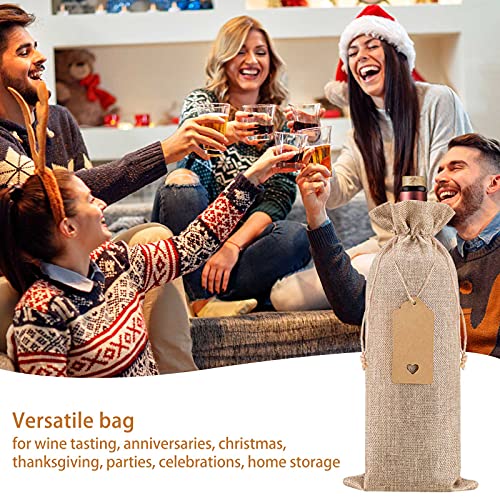 Homum 12Pcs Premium Burlap Wine Bags And 12Pcs Gift Tags, Reusable Wine Gift Bags With Drawstrings, Wine Bottle Bags, Wine Bags For Wedding, Birthday, Blind Tastings, Christmas, Travel,Party, Home Storage #TOP5
