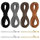 【Varios Colores】Tenemos 4 colores diferentes de Cordón de Gamuza para que elijas, y puedes diseñar joyas en diferentes colores y estilos. (Negro, Gris, Marrón Oscuro, Marrón Claro)