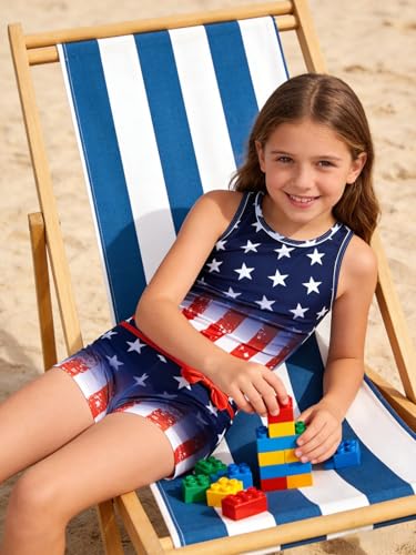 Image of Belovecol Girls Swimsuits Two Piece Tankini Bathing Suits Boyshort Summer Beach Swimwear 4-16Y Removable Bra Pads Above 12Y