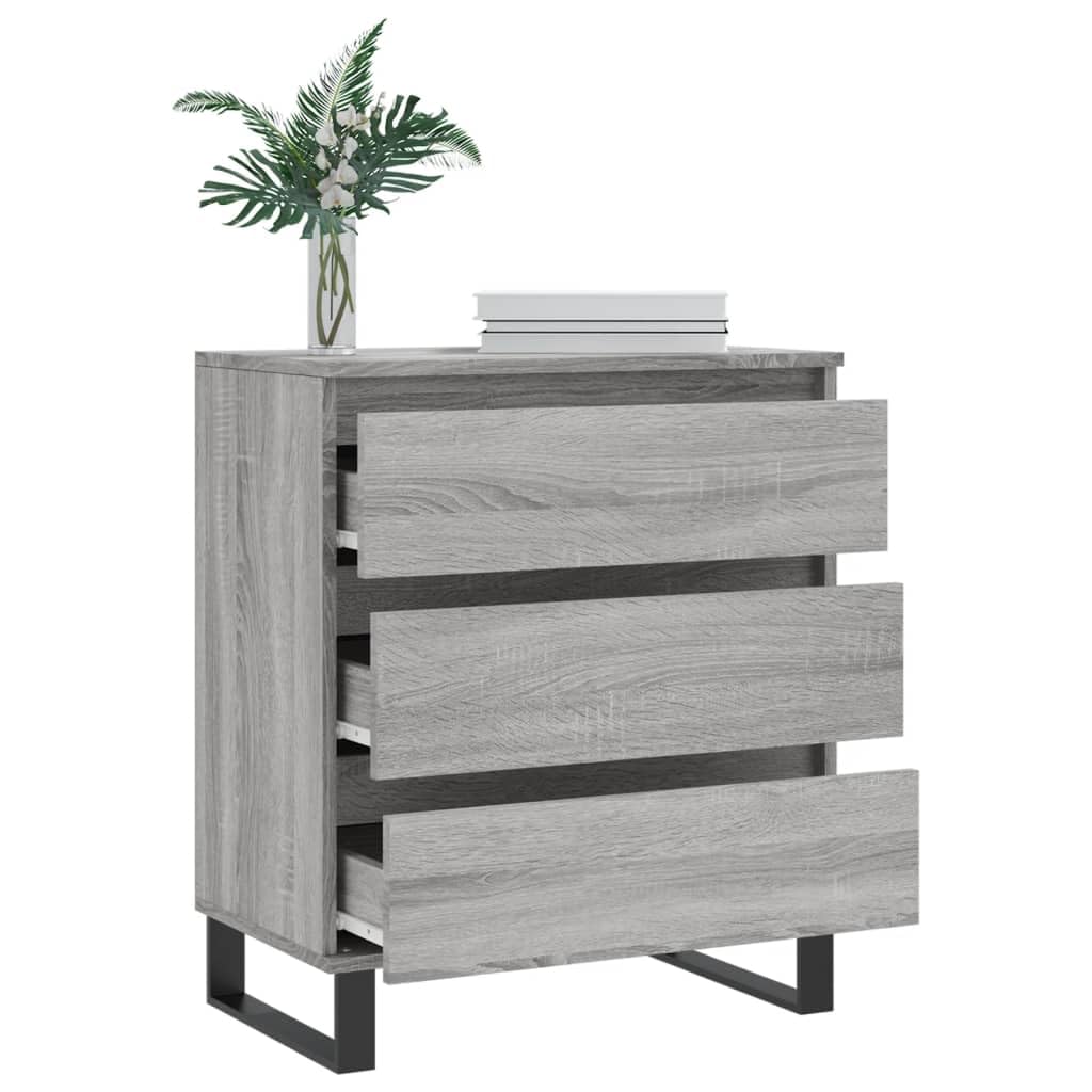 Buffet gris Sonoma 60 x 35 x 70 cm en bois avec pieds en fer – Meuble durable pour espace de rangement et accessoires de maison, surface résistante à l'humidité, commode stable