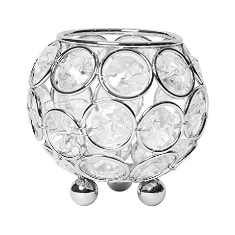 Elegant Designs Crystal Candleholder with Chrome Finish Cover