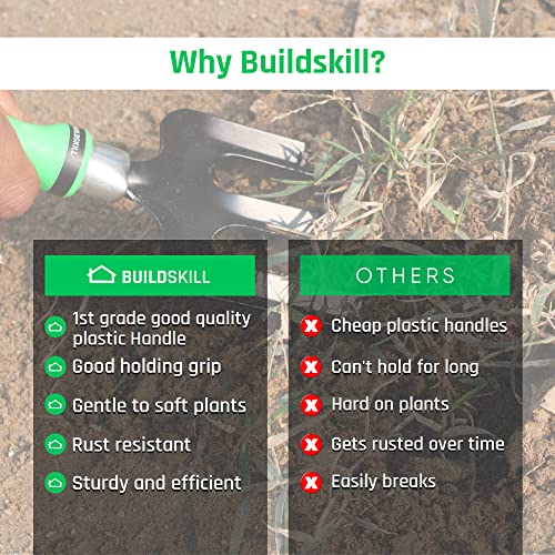 Buildskill GTS010 Gardening/Planting Hand Tool Kit, Rust Free Trowel, Transplanter, Weeder, Hand Rake & Cultivator, Heavy Duty Gardening Tool Kit for Home Gardening (Green) (Pack of 5)