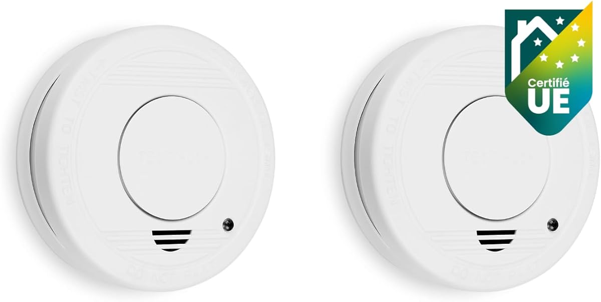 Smartwares Lot de 2 détecteurs de fumée – Capteur Optique - Durée de Vie : 10 Ans - Bouton de Test – 85 DB - 10.048.28
