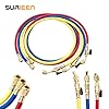SURIEEN Refrigerant Charging Hose with Ball Valve, 3-Color 60" R410A HVAC 1/4" SAE 800-4000 PSI Working Pressure Hoses Kit Fit for R134A R12 R22 R502 R404 Air Condition Maintenance 3 Pcs #3