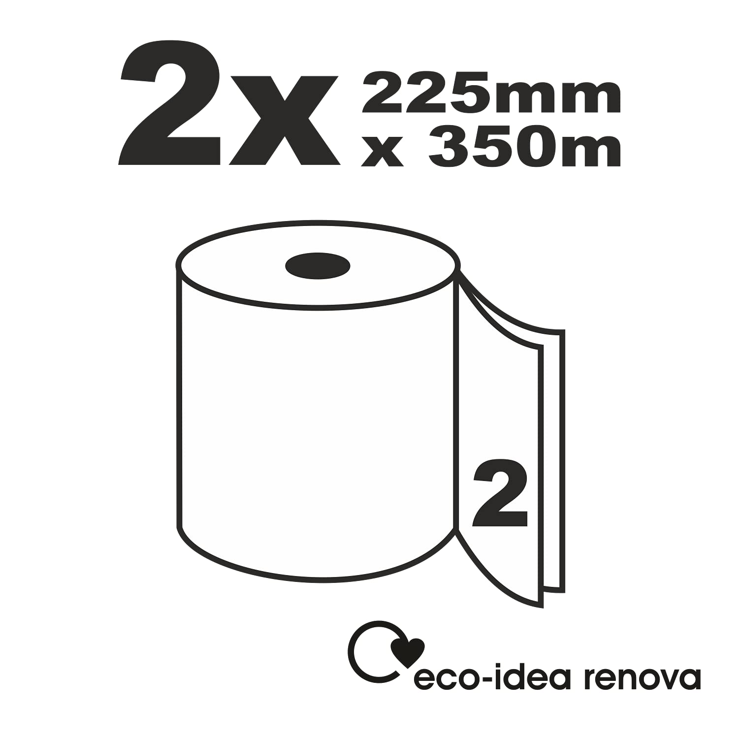 Renova Green Bobinas Multiusos | 2 Bobinas de 350 Metros | Papel Blanco 2 Capas | Certificado Ecolabel