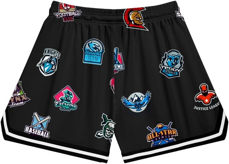 Men's 5 Inches Inseam Mesh Graphic Basketball Shorts Drawstring Running Workout Shorts Summer Cool Casual Shorts - Image 3