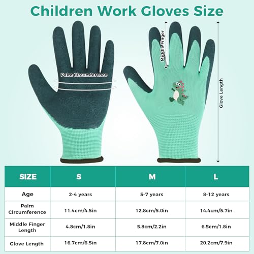 AovYoo 4 Pares de Guantes de Jardinería para Niños, Guantes de Trabajo para Niños de 2 a 4 Años, Guantes de Seguridad Antideslizantes, para Exteriores, Bricolaje (S) - imagen 4