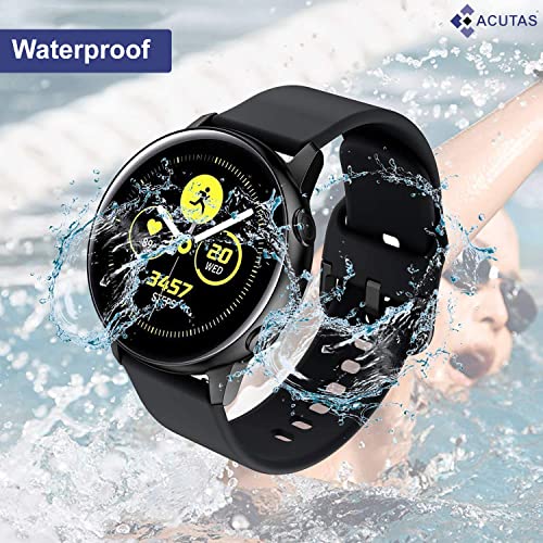 Image of ACUTAS Silicone 22mm Sports Band Soft Silicone Strap for Fossil Gen 5 | Fossil Gen 5E | Fossil Gen 6 44mm (Black)