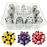 8 Russian Piping Tips With Video Instructions - Coupler, Pastry Bag, Storage Box - Flower Icing Nozzles Tool Set - BakeLux