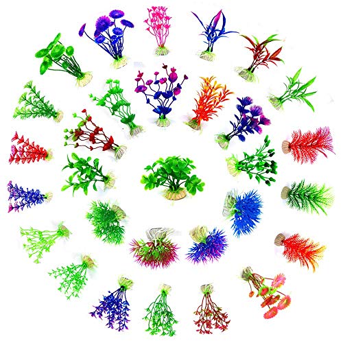 SITAKE 30 Pcs Artificial Aquatic Plants, Plastic Plants for Small Aquarium , Artificial Fish Tank Decoration for Household and Office