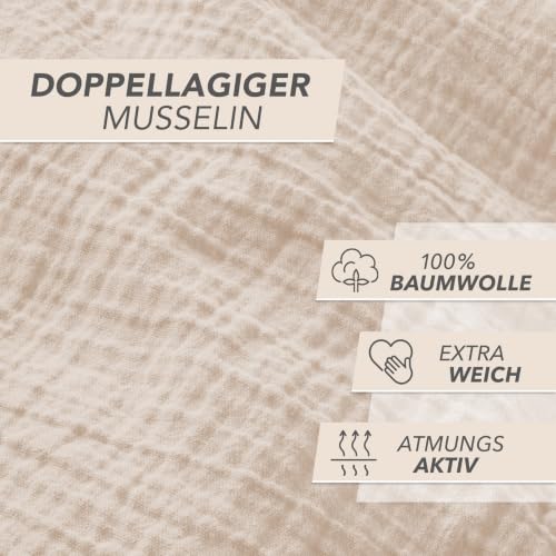 Pure Label Musselin Bettwäsche 6tlg 2x155x220+2x80x80+2x40x80 Anthrazit – Ansicht 5
