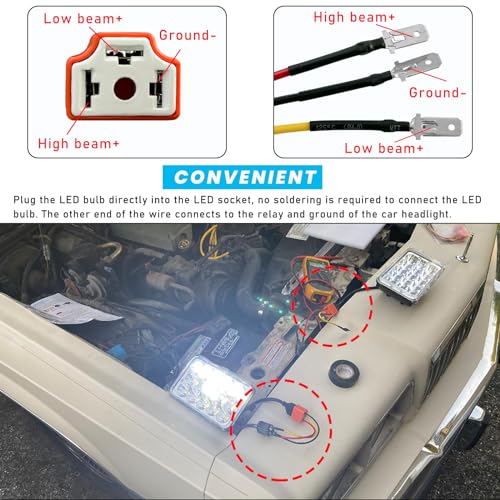Suvnie SUVNIE-1297WH 2 Pcs H4 Hb2 9003 Wiring Harness Headlight Socket thumb #2