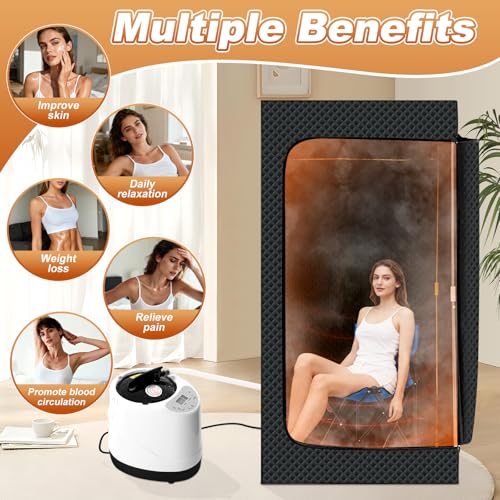 image for SMUG Sauna Box, Portable Home Sauna with 1200W Steamer Machine, 9 Leve