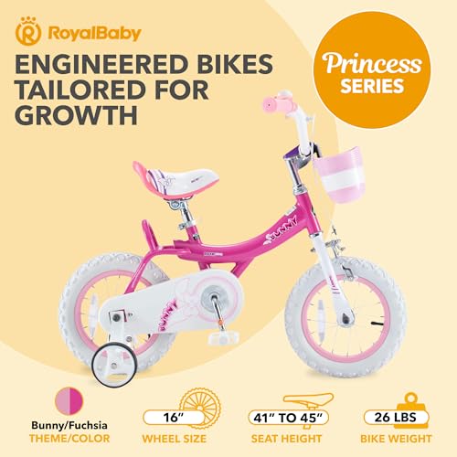 Image of Royalbaby Princess Girls Kids Bike 12 14 16 18 20 Inch Children Bicycle with Basket for Age 3-12 Years