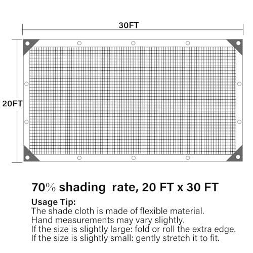 Image of winemana 70% Black Shade Cloth, 20 x 30 FT Durable Mesh Tarp with Grommets, Resistant Garden Sun Shade Netting with Taped Edge for Plant Cover, Greenhouse, Patio, Tomatoes, Chicken Coop, Barn Kennel