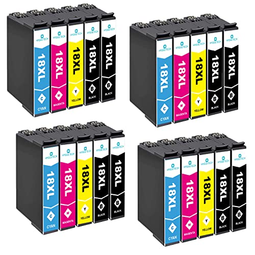 Hyggetech Lot de 20 Cartouches d'encre de Rechange compatibles pour Epson 18xl pour Epson Expression Home XP-202 XP-205 XP-215 XP-225 XP-305 XP-315 XP-322 XP-325 XP-405 XP-415 XP-425 Cover