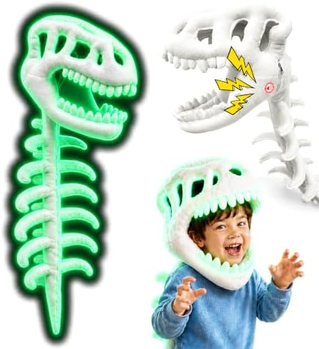 Glow in The Dark Dinosaur Skeleton Costume with Sound, Plush Fluf...