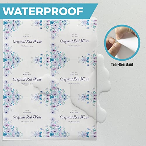 Mr-Label 4” X 3-1/3” Waterproof Matte White Wine Label - For Inkjet & Laser Printer - For 750Ml Wine Bottle - Tear-Resistant - For Homemade Wine/Wedding (10 Sheets/Total 60 Labels) #TOP3