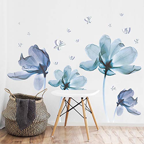 Vinilo Decorativo Floral 3D Removible Azul Claro 12x18" miniatura 4