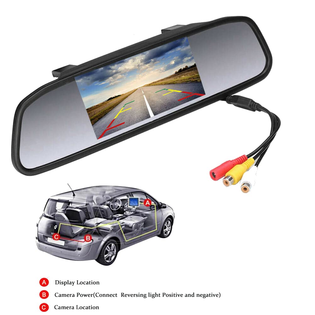 Le Moniteur de RéTroviseur CaméRa Tableau de Bord DVR de Voiture de 4,3 Pouces Prend en Charge L'Affichage LCD de CaméRa de Tableau de Bord de L'Enregistreur VidéO Bidirectionnel