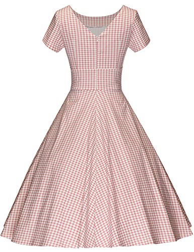 Image of GownTown Women's 1950s Vintage Dresses Short Sleeves Cocktail Stretchy Party Dresses with Pocket