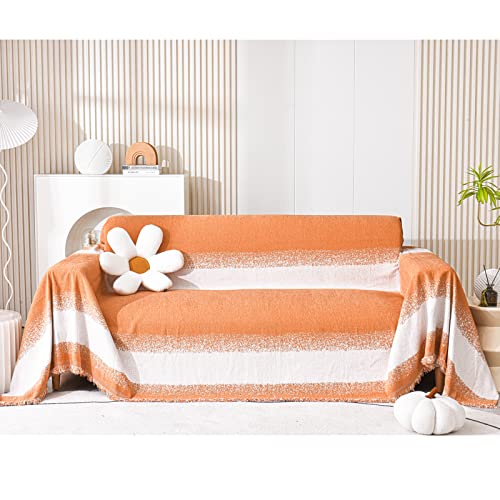 Manta de felpilla lavable para sofás de 5 plazas, manta gruesa grande en color naranja, varios tamaños, decoración y protector de sala de estar