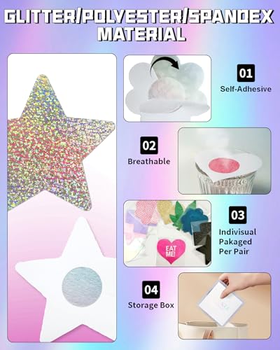 Image of CICKEE Pasties Rave Pack 27 Pairs Multicolor Nipple Covers Pasties Glitter Pasty