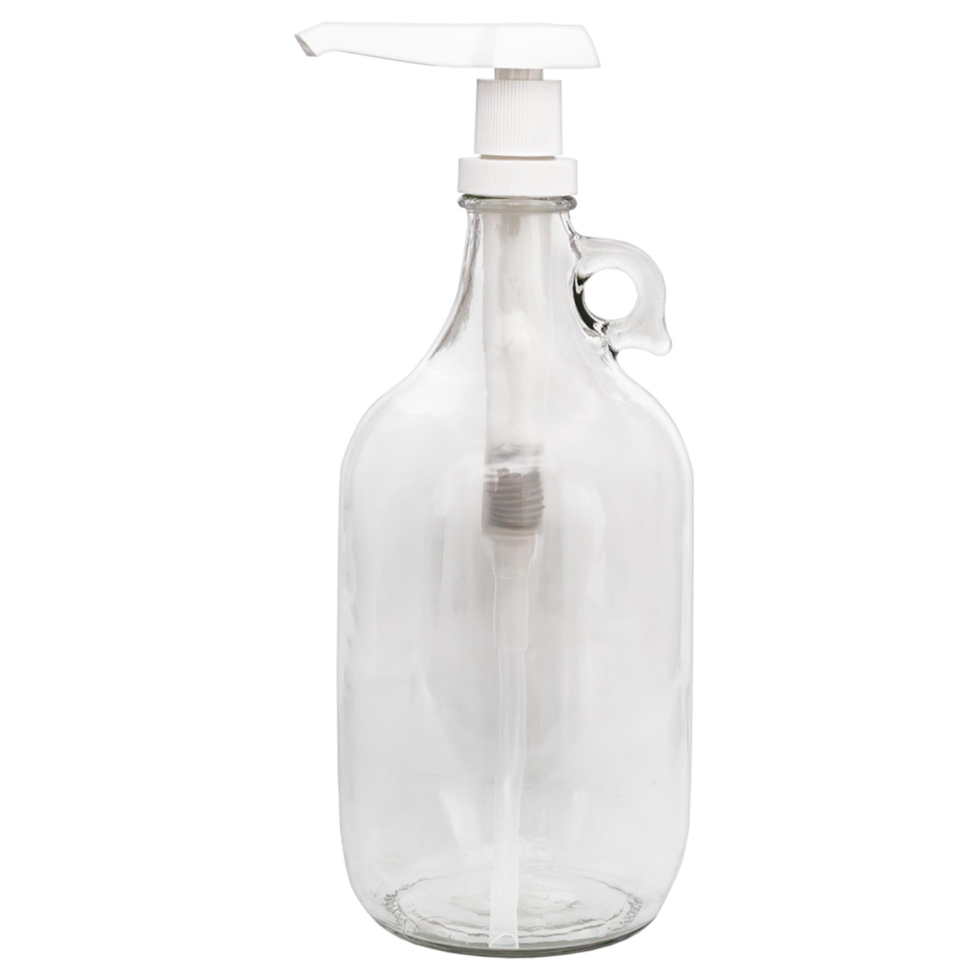 Cornucopia Brands Half Gallon Glass Pump Dispenser Bottle, 64-Ounce Jug w/Pump for Sauces, Syrups, Soaps and More