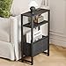 IRCPEN Narrow Side Table, Slim End Table with Magazine Rack, Bedside Table for Small Spaces, 3 Tier Sofa Couch Table Nightstand for Living Room, Bedroom Black LET503B