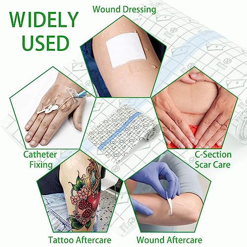 Image of Tattoo Aftercare Bandage Roll 3 inch x 10 Yard - Waterproof Transparent Film for Tattoos Initial Healing and Skin Repair Adhesive Supply Wrap
