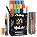Produktbild Chalkola Kreidestifte für Tafel Abwaschbar | 21 Kreidemarker 6mm Umkehrbare Spitze - Kreide Stift für Fenster, Tafel, Keramik, Whiteboard & als Glasstift - Chalk markers für Erwachsene & Kinder