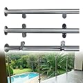 TFCFL 110CM High Glass Balustrade Railing Post Glazing Stainless Steel Pole Handrail Garden Fencing Silver (110cmEnd Post)
