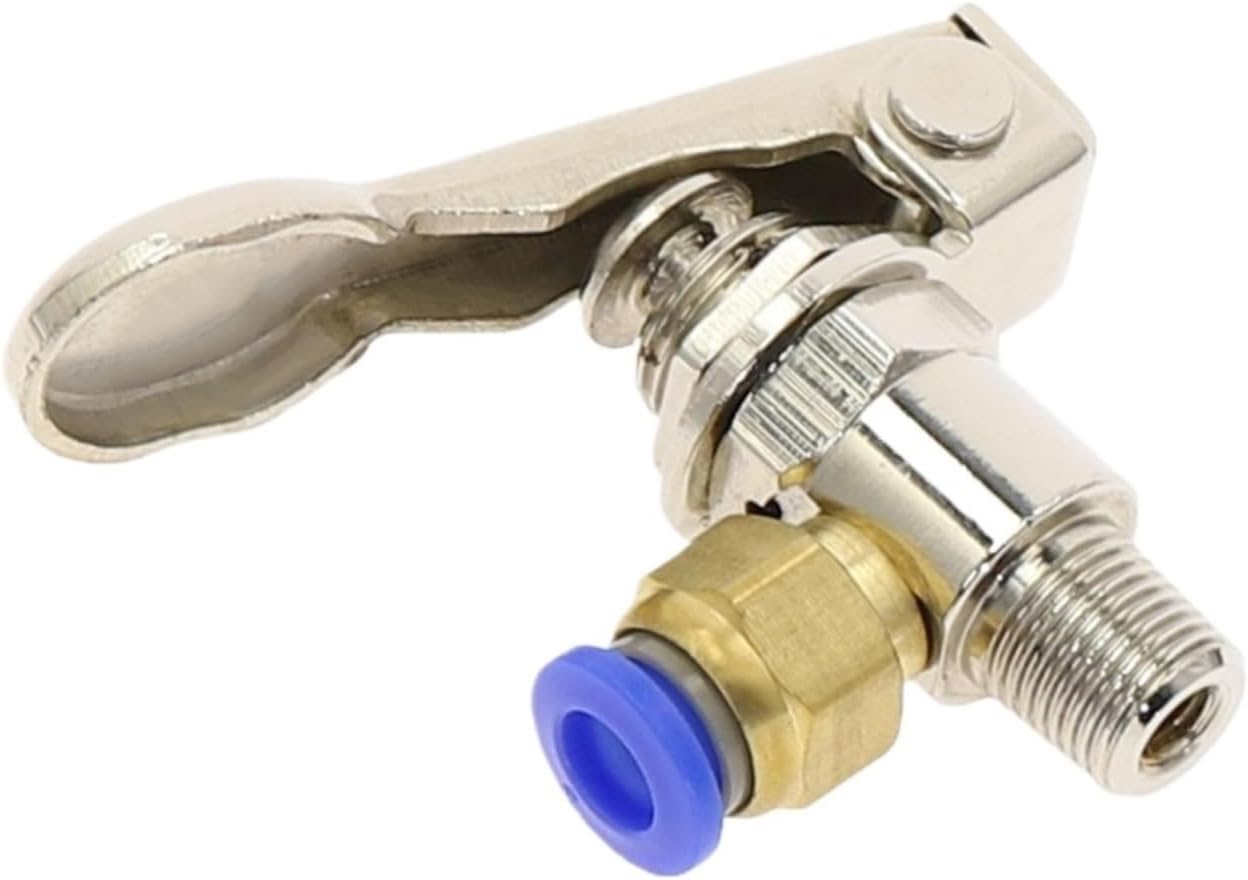Air Pneumatic Mechanical Valve, TAC2-3P Exhaust Valve 2 Position 3 Way M5 Female 1/8 Male Thread Lever Button Switch W Fiittings(TAC2-3P -PC6MM)