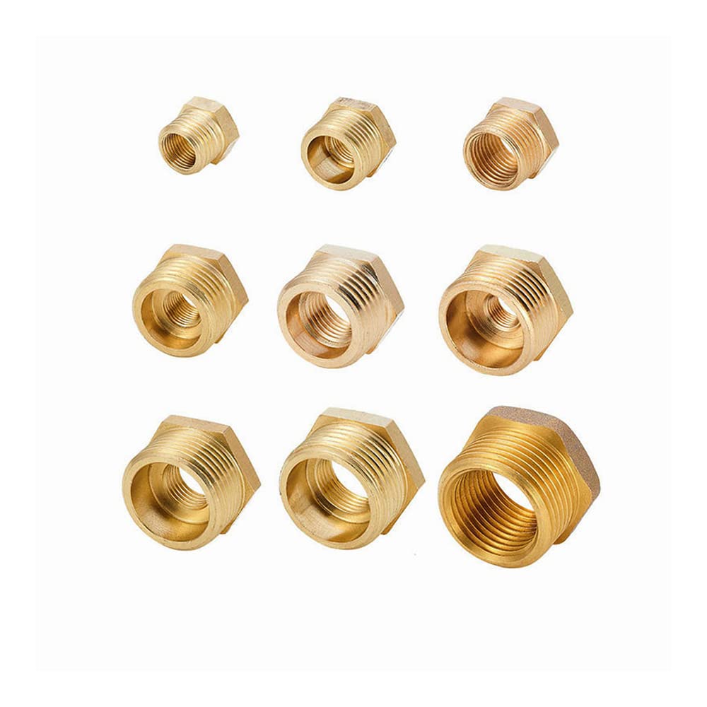 ezqnirk 1PCS Brass Adapter Fitting BSP Reducing Hexagon Bush Male to Female Connector,1/8F to 3/8M