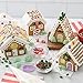 Gingerbread House kit [Set of 4] Mini Village Gingerbread Decorating House Kit Fun Holiday Activity for Kids, Ease Crafted Grooves Decor Kit; Icing/Fondant/Sugar/Candies/Jellies/Beads/Trays-15 Pcs Set