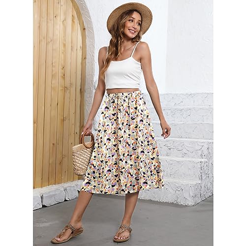 Flowy Skirt Midi Length Elastic High Waist A-Line Skirt with Pockets Bohemia for Women 2025 Trendy(S-2XL) - Image 6