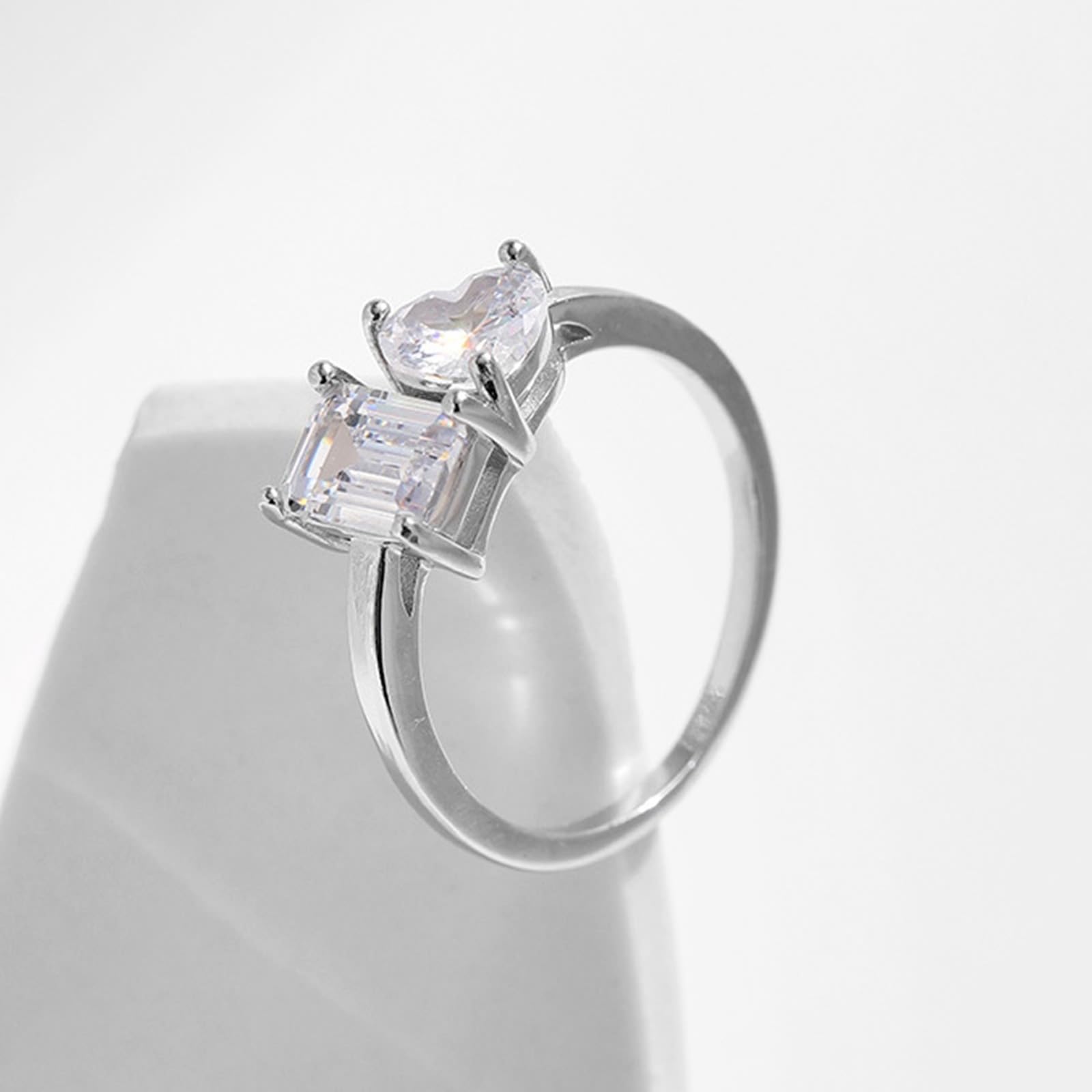 Wycian Bague Piece en Argent Bague de Mariage Or Blanc 9K/14K Au375/Au585 5X7mm Moissanite pour Mère Mesdames