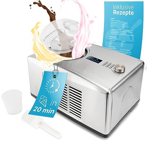 ProfiCook® Eismaschine & Jogurtbereiter in Einem | Eis in 20 min. | für bis zu 1500ml | Eismaschine mit Kompressor | für Eis & Frozen Joghurt | Inkl. Rezepte, Eisspachtel & Messbecher | PC ICM 1091 N – Bild 8