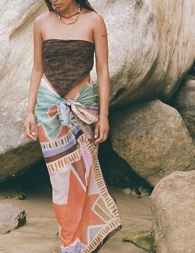 Fiona Jolin Women's Sarong Pareo Cotton Beach Coverups Lightweight Wrap Skirt Boho Printed Bikini Cover Up Long2