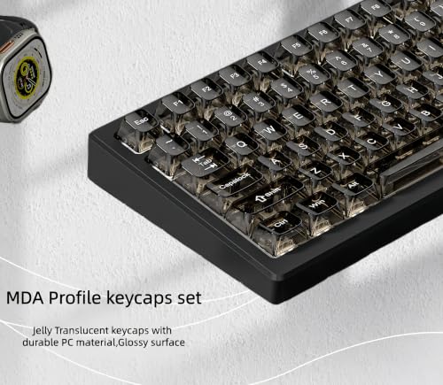 Image of dagaladoo Clear keycaps,Transparent Keyboard keycaps,Jelly Key caps Set,Shine Through keycap，MDA Profile Keyboard caps for Mx Switches Mechanical Keyboard(Black)