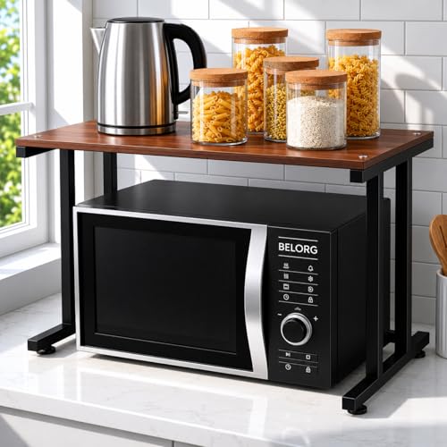 Image of Multi-Purpose Microwave Stand,Kitchen Rack,Oven Rack Counter Shelf,Space Saving Organizer, Two Layers Counter Top Organizer for Printers on Desk, Microwave Shelf Stand (I Section Stand)
